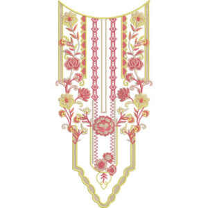 Elegant Pink and Gold Floral Geometric Neckline Embroidery Design