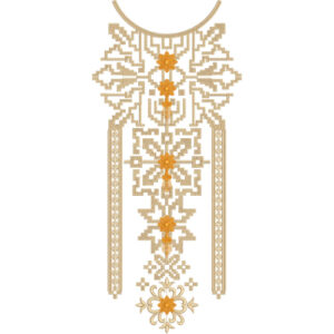 Elegant Gold Geometric Floral Long Neckline Embroidery Design