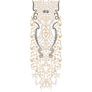 Elegant Gold and Black Ornamental Paisley Neckline Embroidery Design