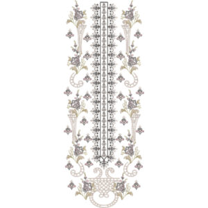 Elegant Multicolor Floral and Ornamental Vertical Neckline Embroidery Design