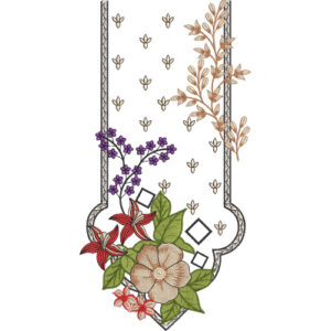 Elegant Multicolor Floral and Botanical Corner Panel Embroidery Design