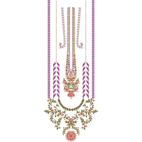 Multicolor Traditional Neckline Embroidery Pattern