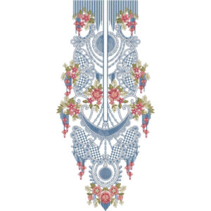 Blue and Pink Pakistani Neckline Embroidery