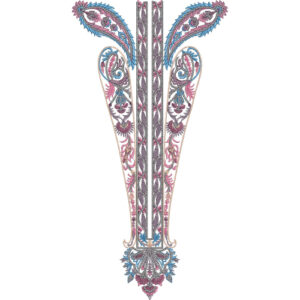 Elegant Paisley V-Neck Embroidery Design