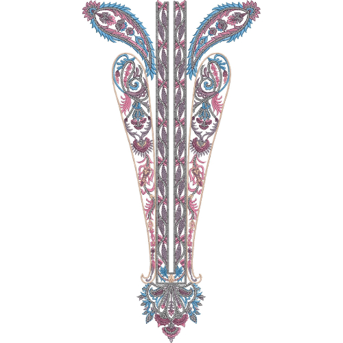 Elegant Paisley V-Neck Embroidery Design