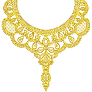 Elegant Golden Lace Neck Embroidery Design