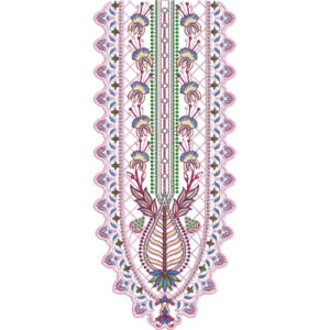 Colorful Long Neckline Embroidery Pattern