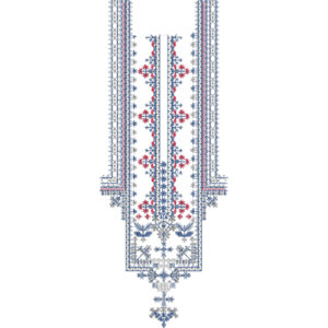Traditional Blue and Red Front Neck Pattern