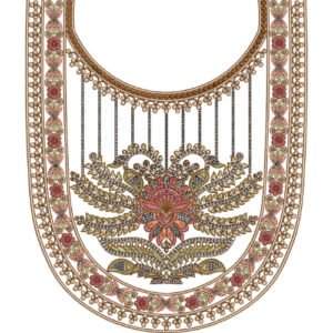 Luxury Floral U-Neck Embroidery Design