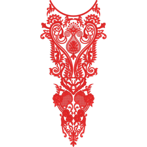 Elegant Red Floral Neck Embroidery Design