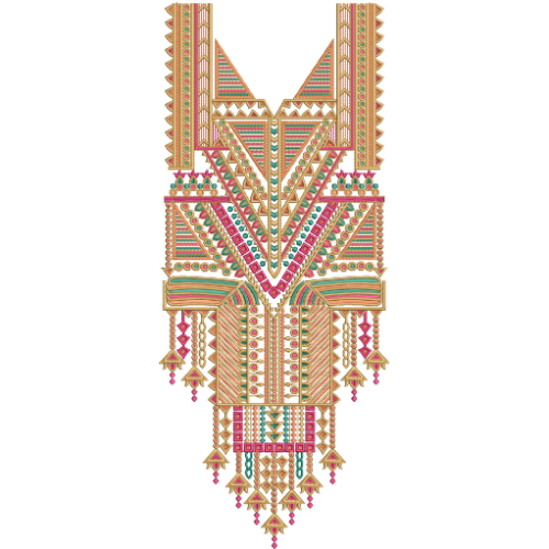 Geometric V-Neck Embroidery Design