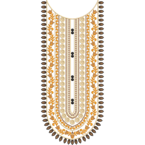 Leafy Border and Beaded Neckline Pattern