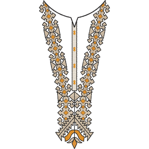 Modern Geometric V-Neck Embroidery Design