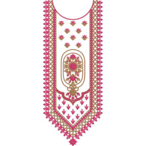 Elegant Pink Floral Neck Embroidery Design