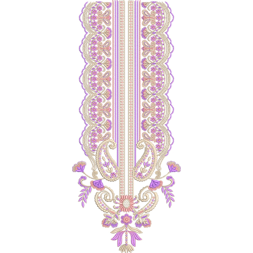 Elegant Purple Floral Neck Embroidery Design