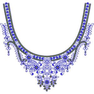Royal Blue U-Neck Embroidery Design