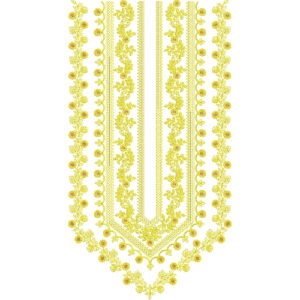 Elegant Golden Floral V-Neck Embroidery Design