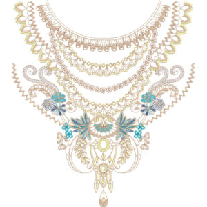 Elegant Floral U-Neck Embroidery Design