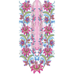 Colorful Floral V-Neck Embroidery Design
