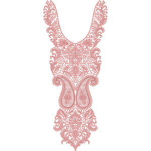 Elegant Pink Floral V-Neck Embroidery Design