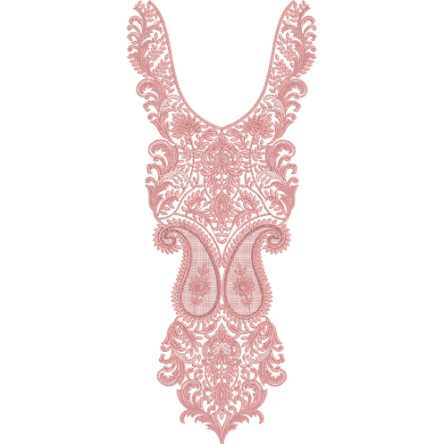 Elegant Pink Floral V-Neck Embroidery Design