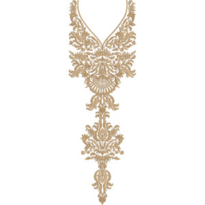 Elegant Golden Floral V-Neck Embroidery Design