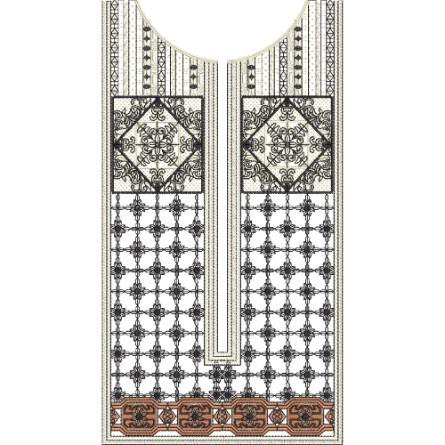 Elegant Black and Beige Neck Embroidery Design