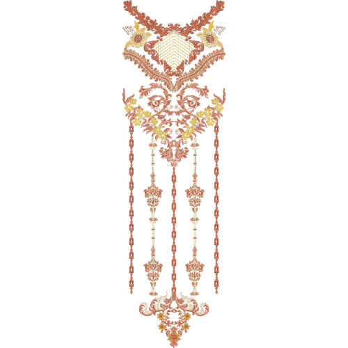 Elegant Floral V-Neck Embroidery Design