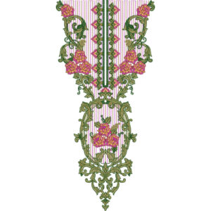 Elegant Green Floral Neck Embroidery Design