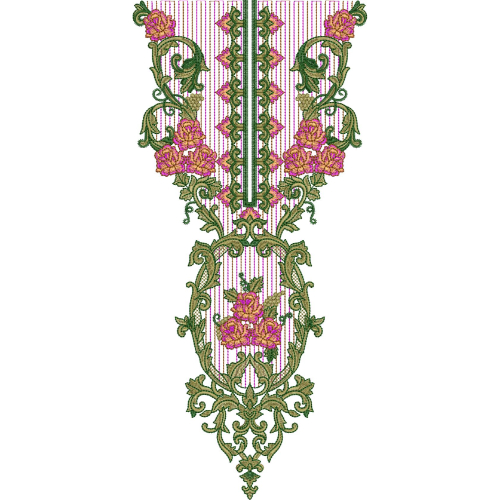 Elegant Green Floral Neck Embroidery Design