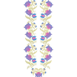 Elegant Floral V-Neck Embroidery Design