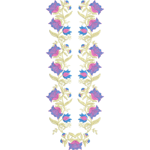 Elegant Floral V-Neck Embroidery Design