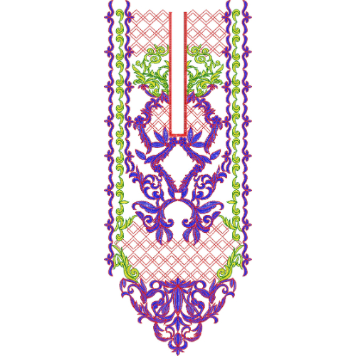 Colorful Floral Neck Embroidery Design