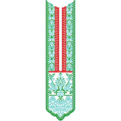 Elegant Green and Red Neck Embroidery Design