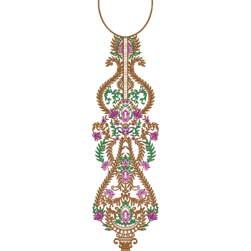 Elegant Multicolor Floral Neck Embroidery Design