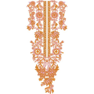 Elegant Orange Floral Neck Embroidery Design