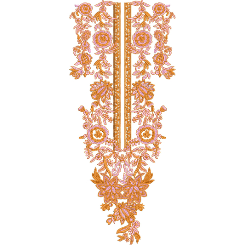Elegant Orange Floral Neck Embroidery Design