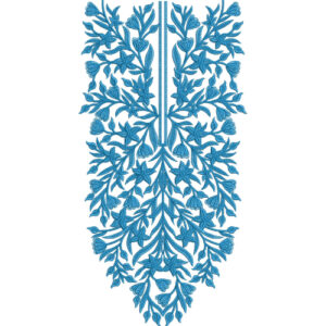 Elegant Blue Floral V-Neck Embroidery Design