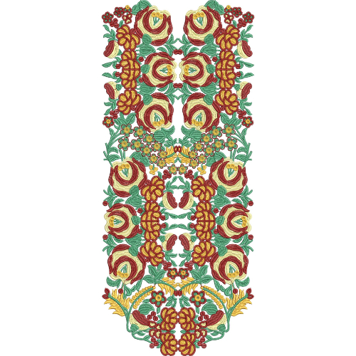 Elegant Multicolor Floral Neck Embroidery Design