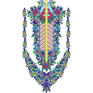 Elegant Multicolor Floral V-Neck Embroidery Design