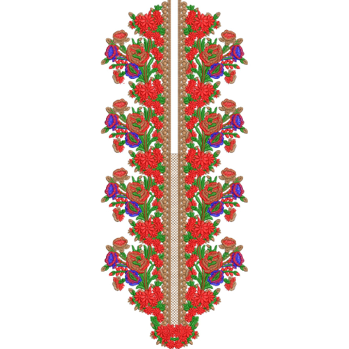 Elegant Red Floral Neck Embroidery Design