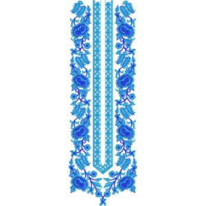 Elegant Blue Floral Neck Embroidery Design