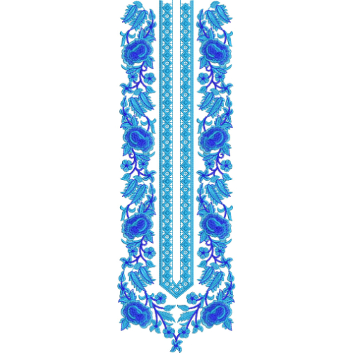 Elegant Blue Floral Neck Embroidery Design