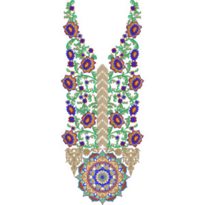 Elegant Multicolor Floral Neck Embroidery Design