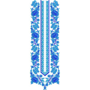 Elegant Blue Rose Neck Embroidery Design