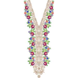 Elegant Multicolor Floral Neck Embroidery Design