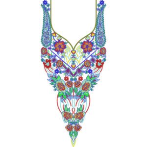 Beautiful Multicolor Floral Neck Embroidery Design