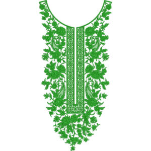 Elegant Green Floral Neck Embroidery Design
