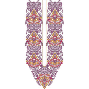 Elegant Purple and Gold Floral Neck Embroidery Design