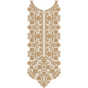 Elegant Golden Floral Neck Embroidery Design for Traditional Dresses